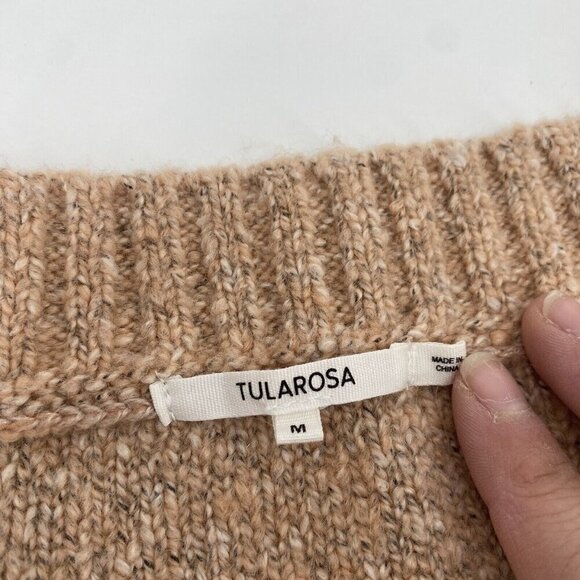Tularosa Size M Lonestar Fringe Sleeve V-Neck Sweater in Peach Wool Blend - Picture 9 of 13